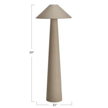 Bloomingville Tall Linen Floor Lamp with Shade and Inline Foot Switch, Natural