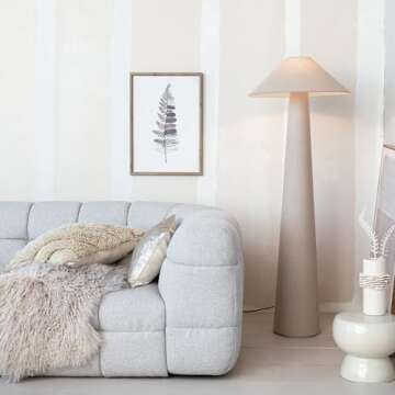 Bloomingville Tall Linen Floor Lamp with Shade and Inline Foot Switch, Natural