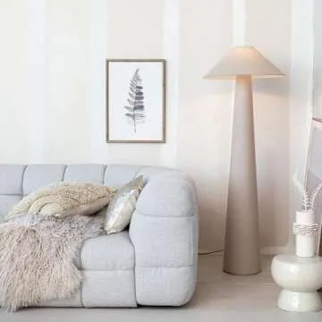 Bloomingville Tall Linen Floor Lamp with Shade and Inline Foot Switch, Natural