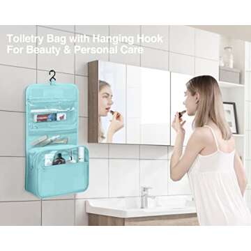 Luxtude Small Hanging Toiletry Bag for Women, Water-resistant Travel Toiletry Bag with Hanging Hook,...