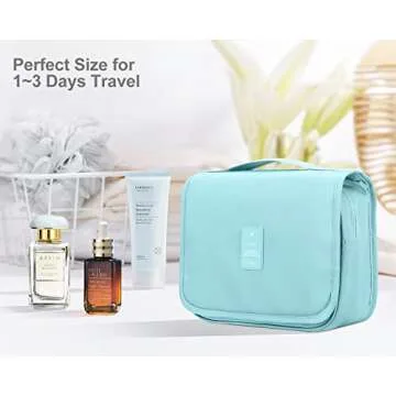 Luxtude Small Hanging Toiletry Bag for Women, Water-resistant Travel Toiletry Bag with Hanging Hook, Portable Toiletry Travel Organizer Bag for Toiletries, Shower, Bathroom, Cosmetics etc.(Blue)