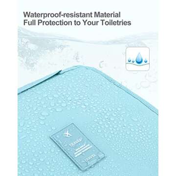 Luxtude Small Hanging Toiletry Bag for Women, Water-resistant Travel Toiletry Bag with Hanging Hook, Portable Toiletry Travel Organizer Bag for Toiletries, Shower, Bathroom, Cosmetics etc.(Blue)