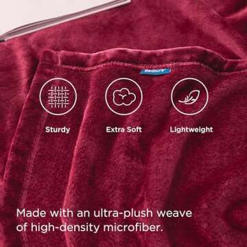 Bedsure Fleece Throw Blanket Red - 300GSM Blankets for Couch, Sofa, Bed, Soft Lightweight Plush Cozy Throws for Toddlers, 50x60 inches