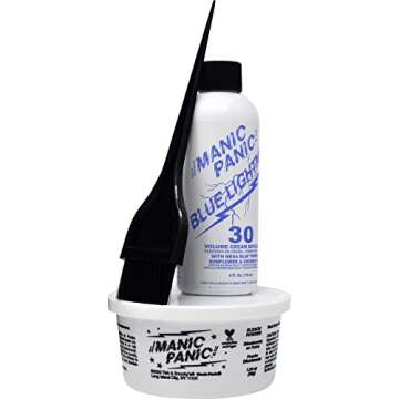 MANIC PANIC Blue Lightning Hair Bleach Kit - 30 Volume Developer + Bleach Powder Hair Lightener Lift...
