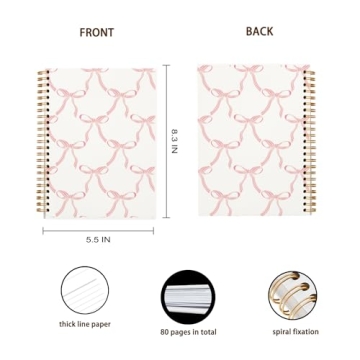 Stylish OXW Coquette Pink Bow Notebook for School and Journaling