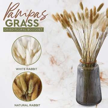 100 Pcs Dried Bunny Tails Grass 17 Inch (50 White 50 Golden Color) Lagurus ovatus Ornamental Grass |...