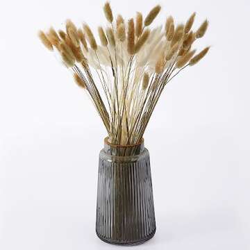 100 Pcs Dried Bunny Tails Grass 17 Inch (50 White 50 Golden Color) Lagurus ovatus Ornamental Grass | Boho Decor Wedding Floral Arrangements Rustic Home Accent and Simple Decoration