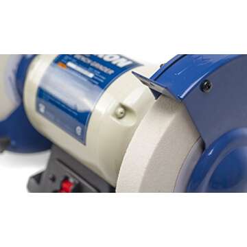 RIKON Professional Power Tools, 80-805, 8â€ Slow Speed Bench Grinder, Powerful Shop Table Tool, Perfect for Sharpening, With Anti-Vibration Rubber Feet