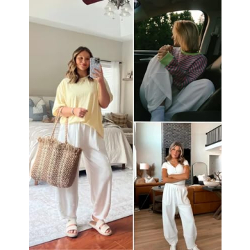 Xiaoxuemeng Women's Baggy Palazzo Pants Casual Comfort