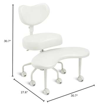 Pipersong Meditation Chair PRO, Cross Legged Chair with Wheels, ADHD Chair, Criss Cross Desk Chair with Height Adjustable Backrest and Adjustable Stool, Flexible Design for Fidgety Sitters, Ivory