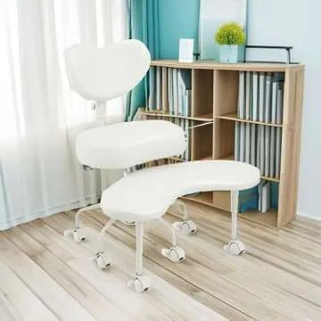 Pipersong Meditation Chair PRO, Cross Legged Chair with Wheels, ADHD Chair, Criss Cross Desk Chair with Height Adjustable Backrest and Adjustable Stool, Flexible Design for Fidgety Sitters, Ivory