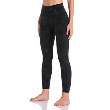 Colorfulkoala Women's High Waisted Tummy Control Workout Leggings 7/8 Length Yoga Pants with Pockets (M, Deep Grey Splinter Camo)