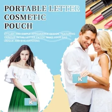 Personalized Initial Patch Makeup Bag for Women