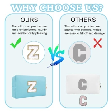 Personalized Initial Patch Makeup Bag for Women