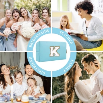 Personalized Initial Patch Makeup Bag for Women