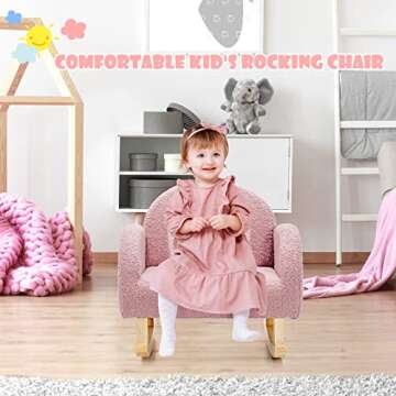 INFANS Kids Sofa, Toddler Rocking Chair with Solid Wooden Frame, Anti-Tipping Design, Plush Fabric, ...