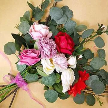 Winlyn 3 Pcs Artificial Eucalyptus Leaves Stems Tall Faux Greenery Stems Green Branches Seeded Eucalyptus Plant for Floral Arrangement Vase Centerpieces Bouquets Wreaths Wedding Holiday Greens Decor