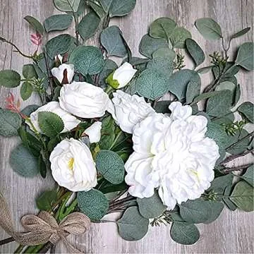 Winlyn 3 Pcs Artificial Eucalyptus Leaves Stems Tall Faux Greenery Stems Green Branches Seeded Eucalyptus Plant for Floral Arrangement Vase Centerpieces Bouquets Wreaths Wedding Holiday Greens Decor