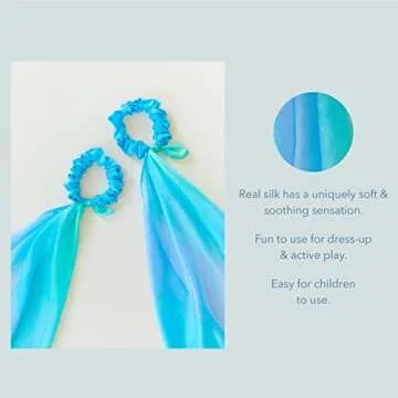 Sarah's Silks Wrist Streamers | 100% Silk Montessori and Waldorf Toys | Rhythm Ribbons for Dance, Im...