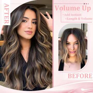 Clip in Hair Extensions Real Human Hair, Remy Human Hair Clip in Extensions Double Weft Seamless Cli...