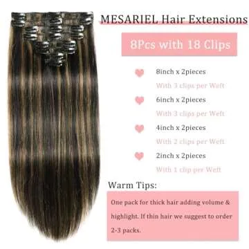 Clip in Hair Extensions Real Human Hair for Volume & Style