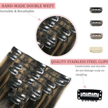 Clip in Hair Extensions Real Human Hair for Volume & Style