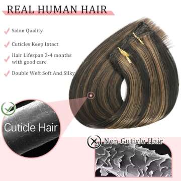Clip in Hair Extensions Real Human Hair for Volume & Style
