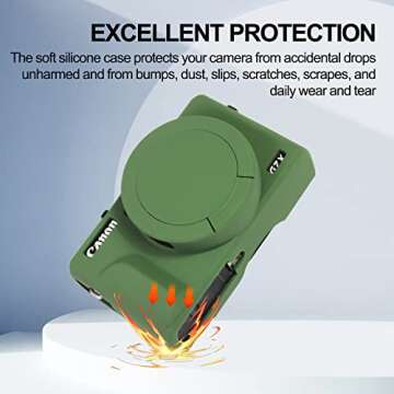 Easy Hood Case for Canon Powershot G7 X Mark III Digital Camera, Soft Silicone Protective Cover with Removable Lens Cover for Canon Powershot G7X Mark III DSLR Camera (Green)