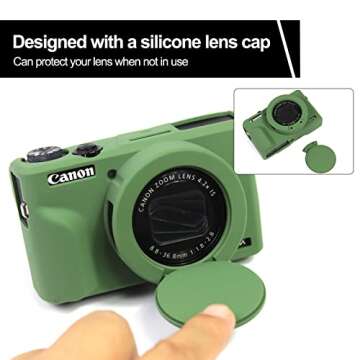 Easy Hood Case for Canon Powershot G7 X Mark III Digital Camera, Soft Silicone Protective Cover with Removable Lens Cover for Canon Powershot G7X Mark III DSLR Camera (Green)