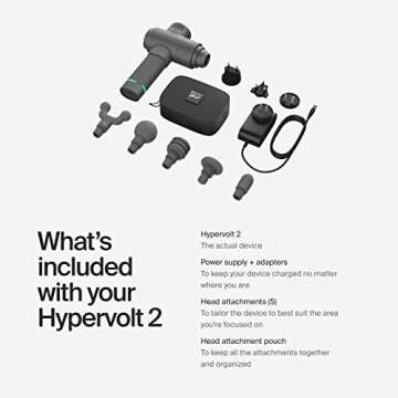 Hyperice Hypervolt 2 Grey - Featuring Quiet Glide Technology - Handheld Percussion Massage Gun | 3 Speeds, 5 Interchangeable Heads | Helps Relieve Sore Muscles and Stiffness |FSA and HSA Eligible