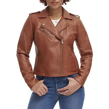 Levi's Women's The Classic Faux Leather Moto Jacket in Chocolate Brown - Stylish and Versatile for A...