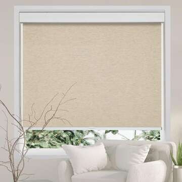 Persilux Free-Stop Cordless Window Shades – Natural Woven Fabric Roller Blinds for Homes