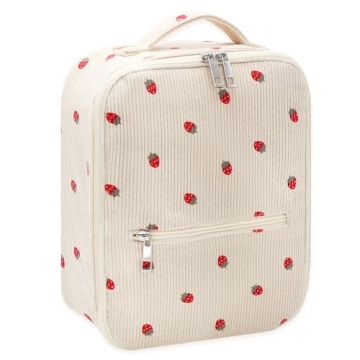 Cute Corduroy Insulated Lunch Bag for School Travel