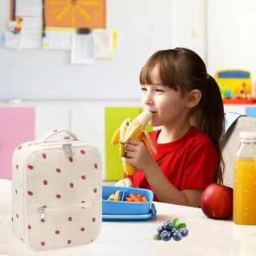 Cute Corduroy Insulated Lunch Bag for School Travel
