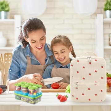 Cute Corduroy Insulated Lunch Bag for School Travel