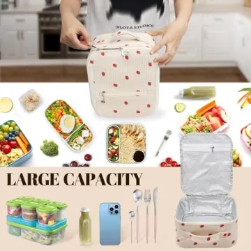 Cute Corduroy Insulated Lunch Bag for School Travel