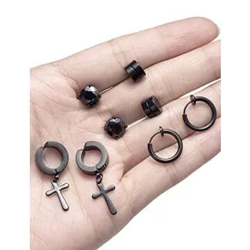 Ofeiyaa Magnetic Stud Earrings Set for Men Women