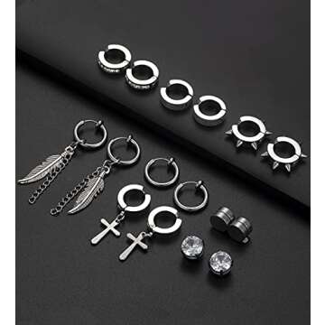 Ofeiyaa Magnetic Stud Earrings Set for Men Women
