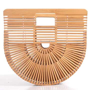 RULER TRUTH Handbag for Women Tote Bamboo Bag by Handmade Straw Bag,Natural Bamboo Purse for Summer ...