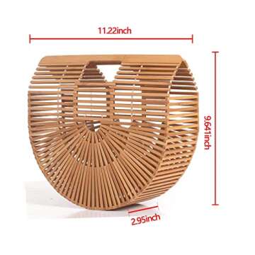 RULER TRUTH Handbag for Women Tote Bamboo Bag by Handmade Straw Bag,Natural Bamboo Purse for Summer Beach (Original, S)