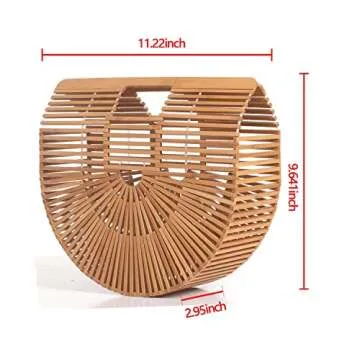 RULER TRUTH Handbag for Women Tote Bamboo Bag by Handmade Straw Bag,Natural Bamboo Purse for Summer Beach (Original, S)