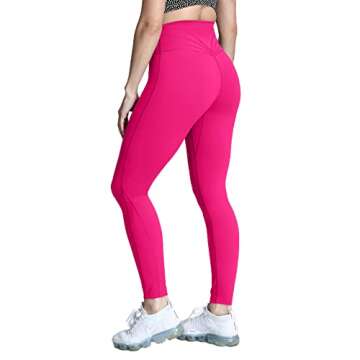 Aoxjox High Waisted Workout Leggings for Women Trinity Yoga Pants 26.5" (Rose Red, X-Small)