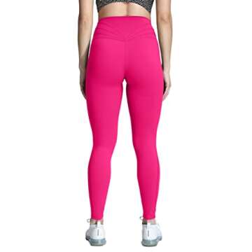 Aoxjox High Waisted Workout Leggings for Women Trinity Yoga Pants 26.5" (Rose Red, X-Small)