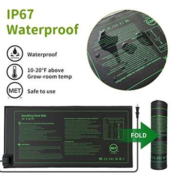 NAMOTEK 2 Pack Seedling Heat Mat, Durable Waterproof Seed Germination Heating Mat, Warm Hydroponic Plant Heating Pad