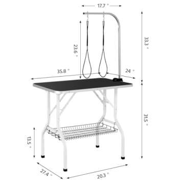 Yaheetech 36'' Dog Grooming Table, Pet Foldable Grooming Table w/Double Loops/Mesh Tray/Adjustable A...