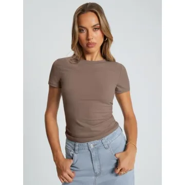 Trendy Queen Women's Slim Fit Crop Tee Summer Fashion