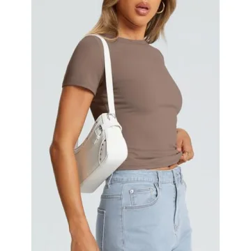 Trendy Queen Women's Slim Fit Crop Tee Summer Fashion