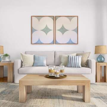 Plank+Beam Modern Rectangular Coffee Table, 48", Medium Sized Coffee Table, Center Tables for Small Spaces, Living Space Medium Tea Table, Blonde Wirebrush