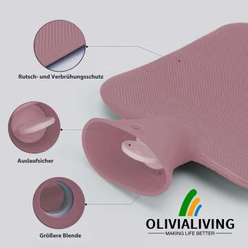 OliviaLiving Hot Water Bottle 2L for Pain Relief