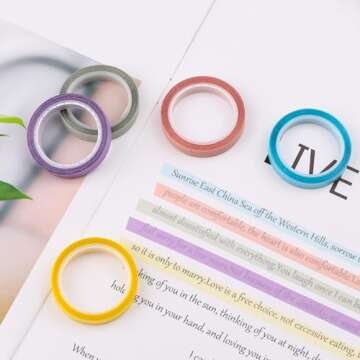 5 Rolls Highlighter Tape Colored Transparent Marking Sticker Removable Fluorescent Neon Tape Annotation Supplies for Teachers Students Reading Home Office, 0.23inch X 16ft